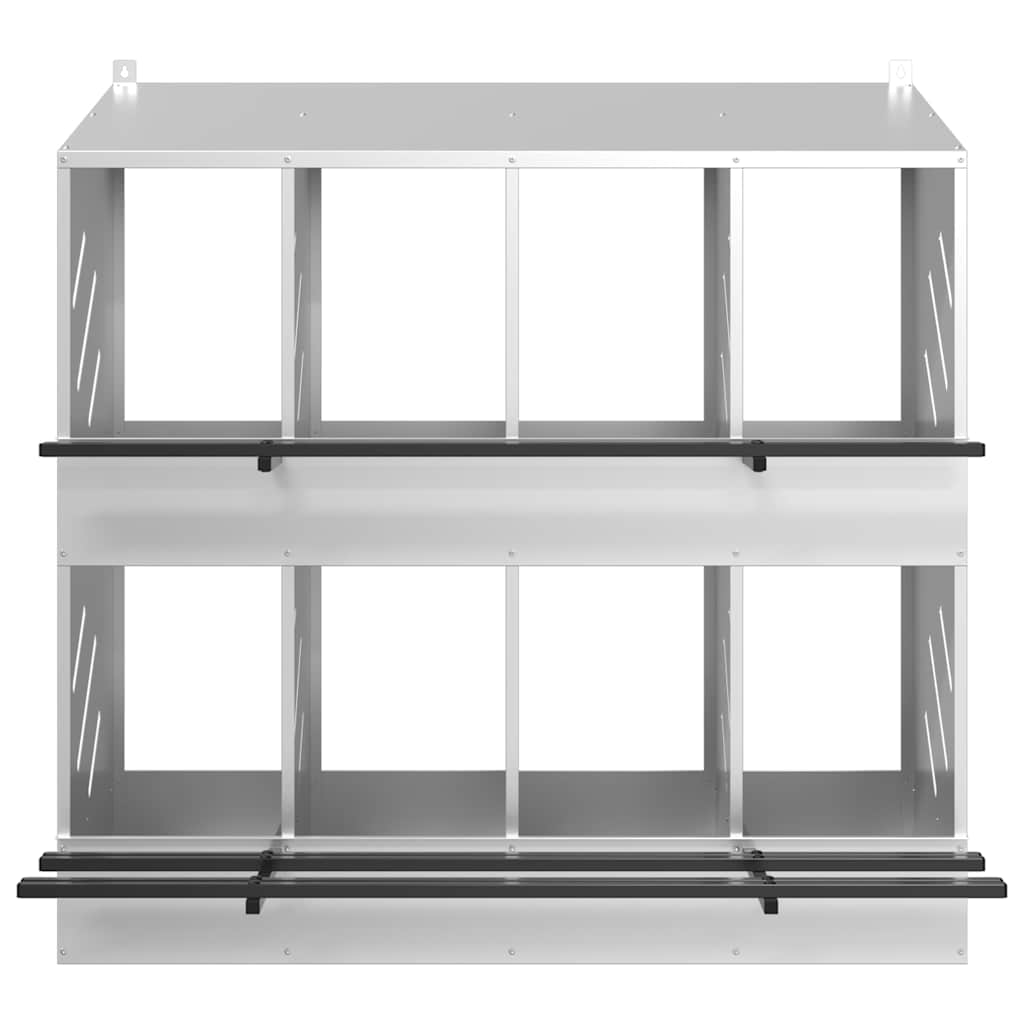 vidaXL Cutie pentru pui cu 8 compartimente, metal argintiu galvanizat