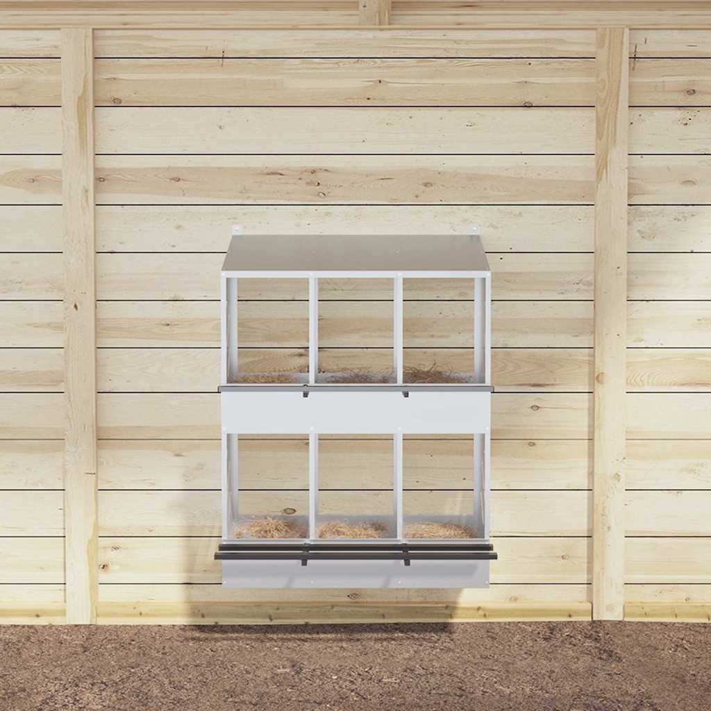 vidaXL Cubit pentru pui cu 6 compartimente, metal argintiu galvanizat