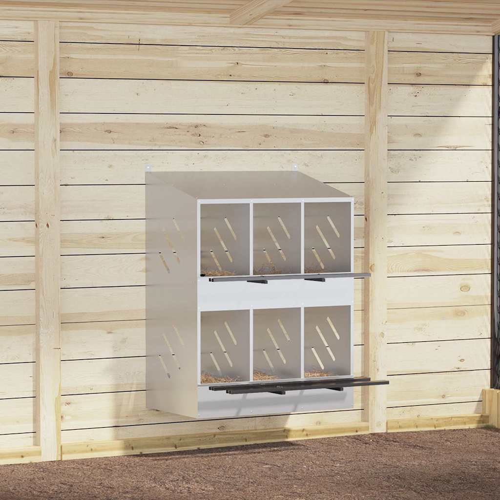 vidaXL Cubit pentru pui cu 6 compartimente, metal argintiu galvanizat