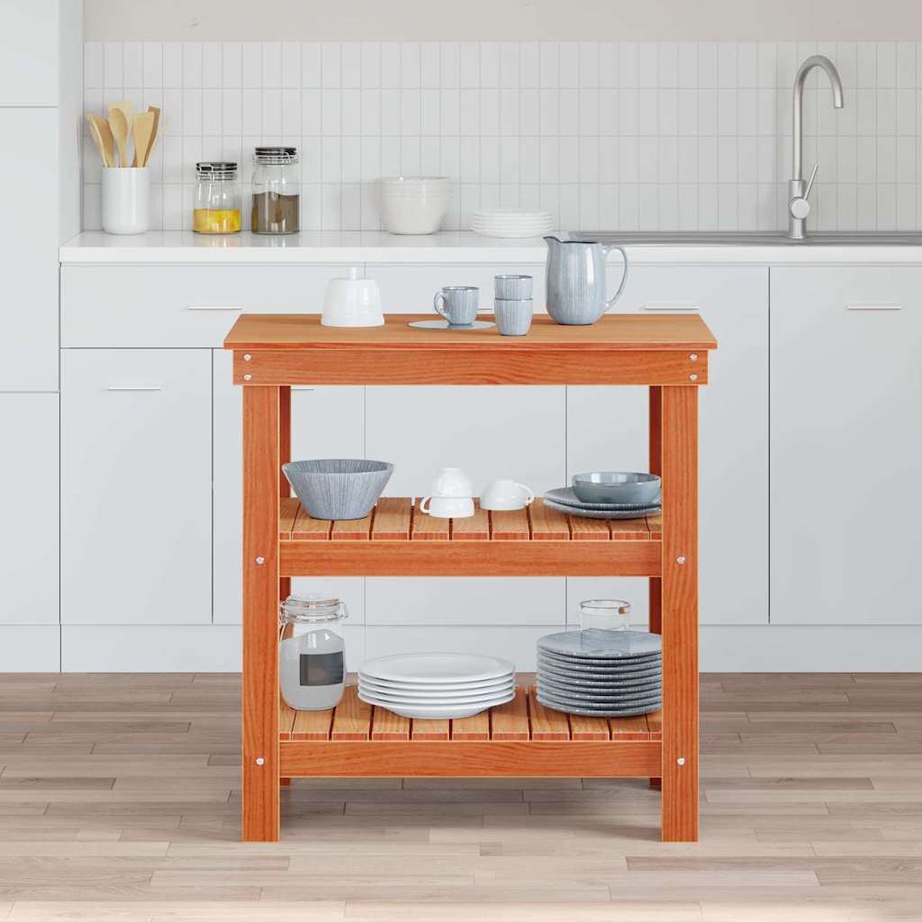 vidaXL Banc de lucru Maroniu cerat 78,5 x 50 x 80 cm Lemn de pin masiv