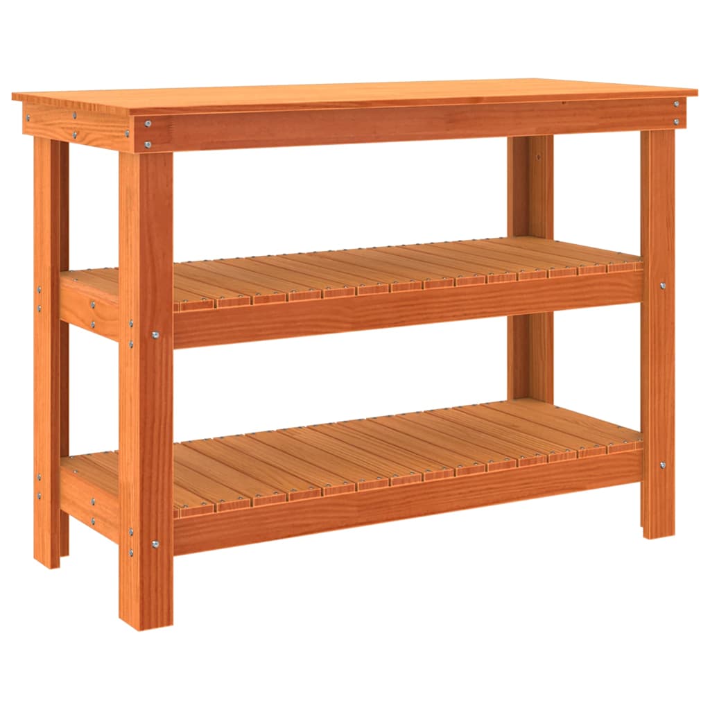 vidaXL Banc de lucru Maro ceruit 110,5 x 50 x 80 cm Lemn masiv de pin