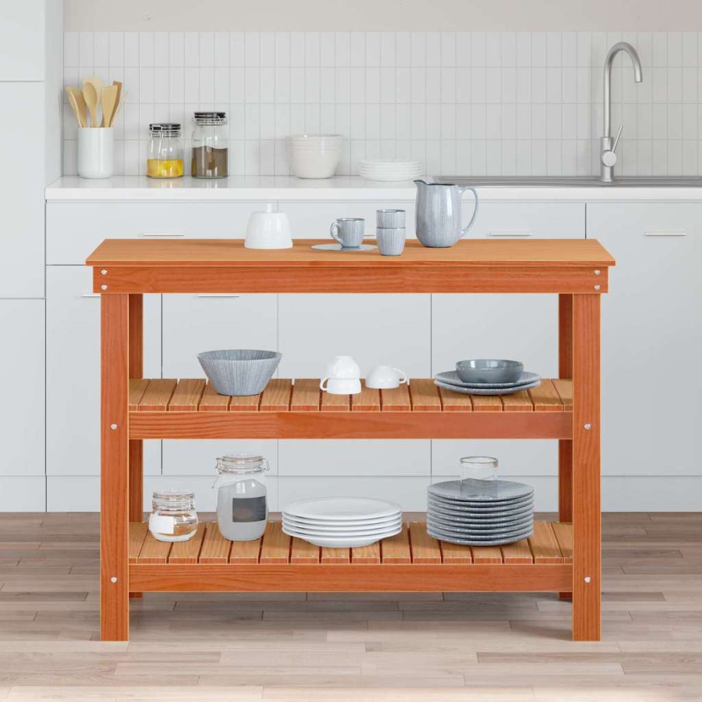 vidaXL Banc de lucru Maro ceruit 110,5 x 50 x 80 cm Lemn masiv de pin