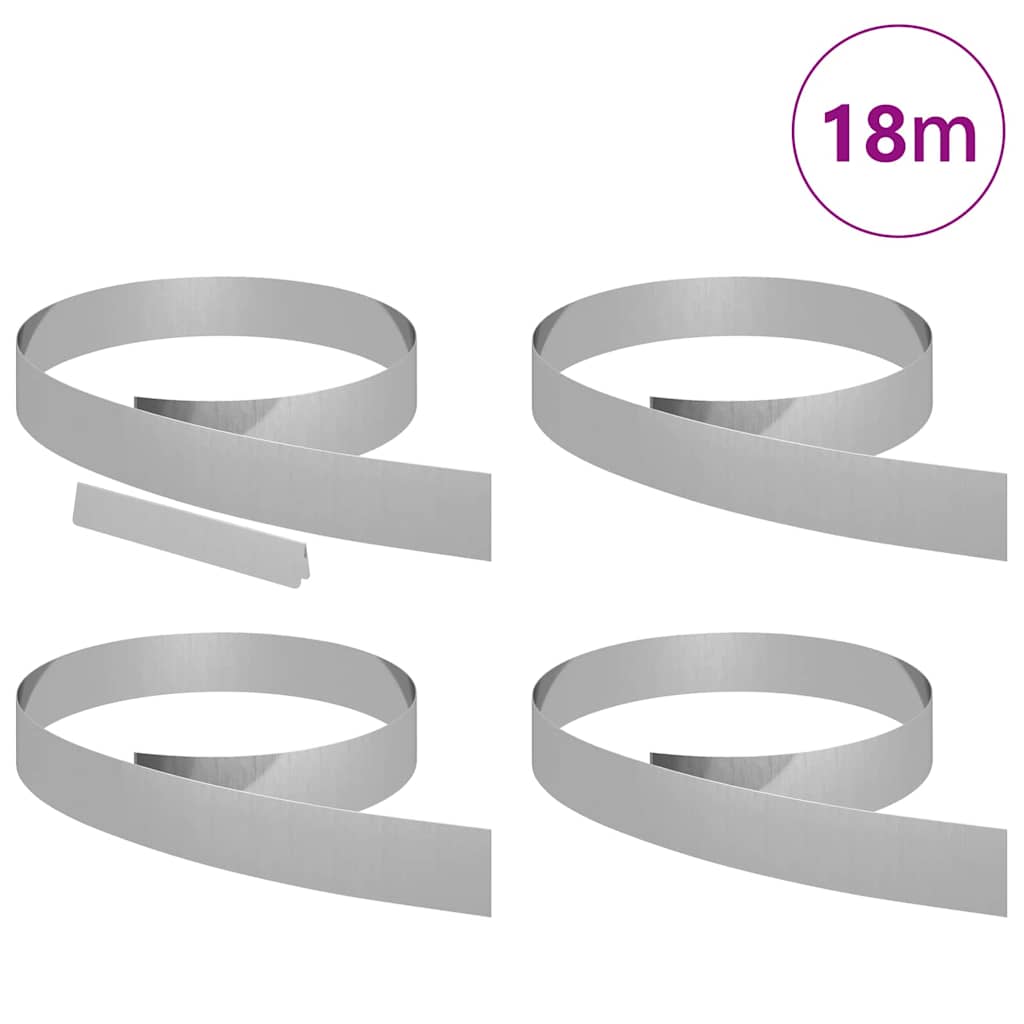 vidaXL Împrejmuire pentru gazon 4 pcs Argintiu 450 x 10 cm