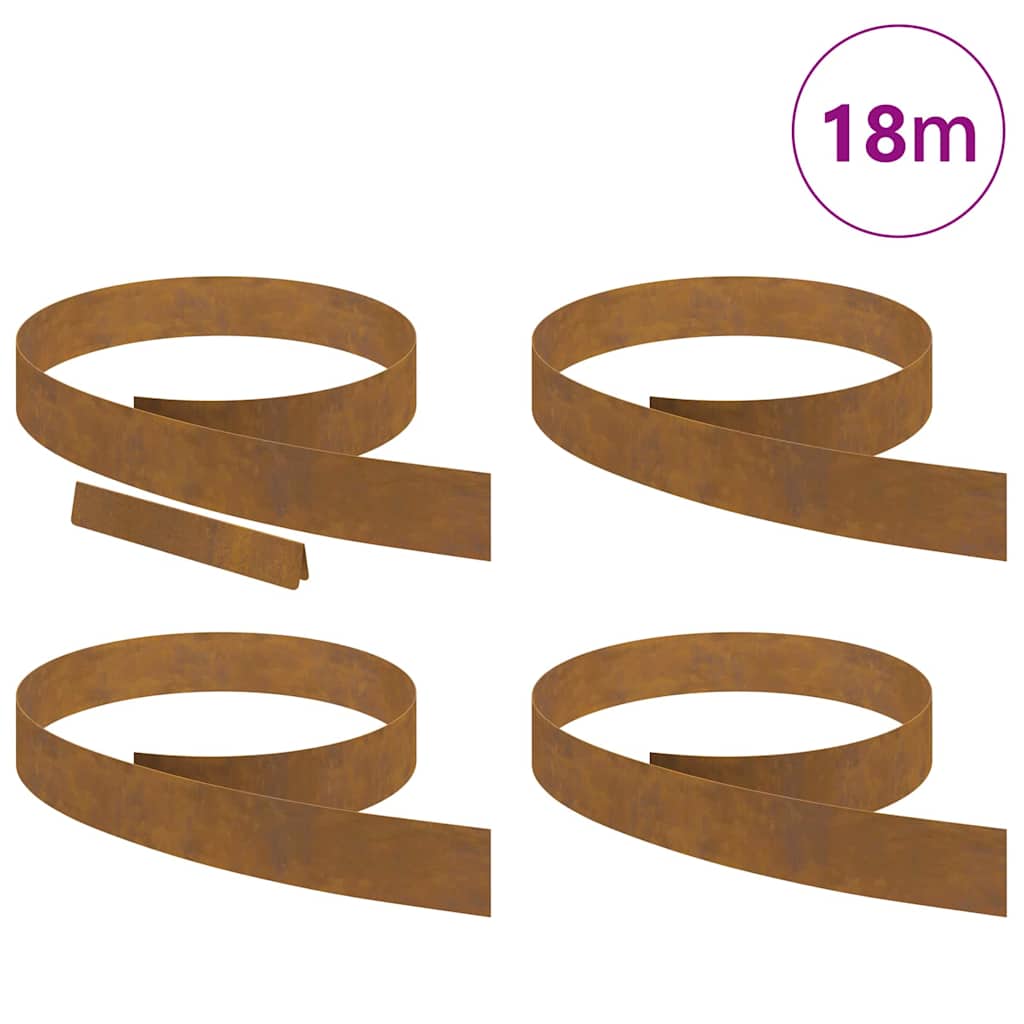 vidaXL Împrejmuire pentru gazon 4 pcs Ruginit 450 x 10 cm