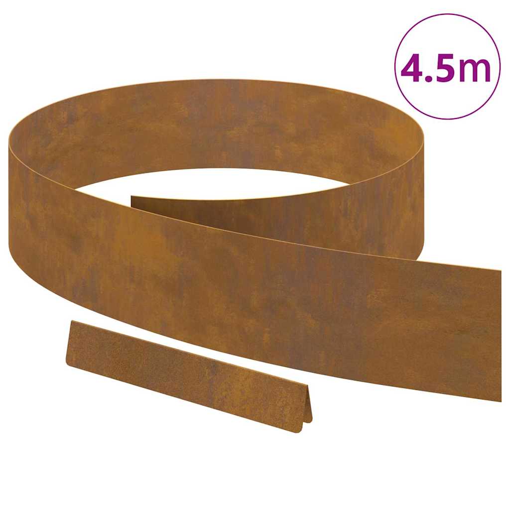 vidaXL Împrejmuire pentru gazon Ruginit 450 x 15 cm