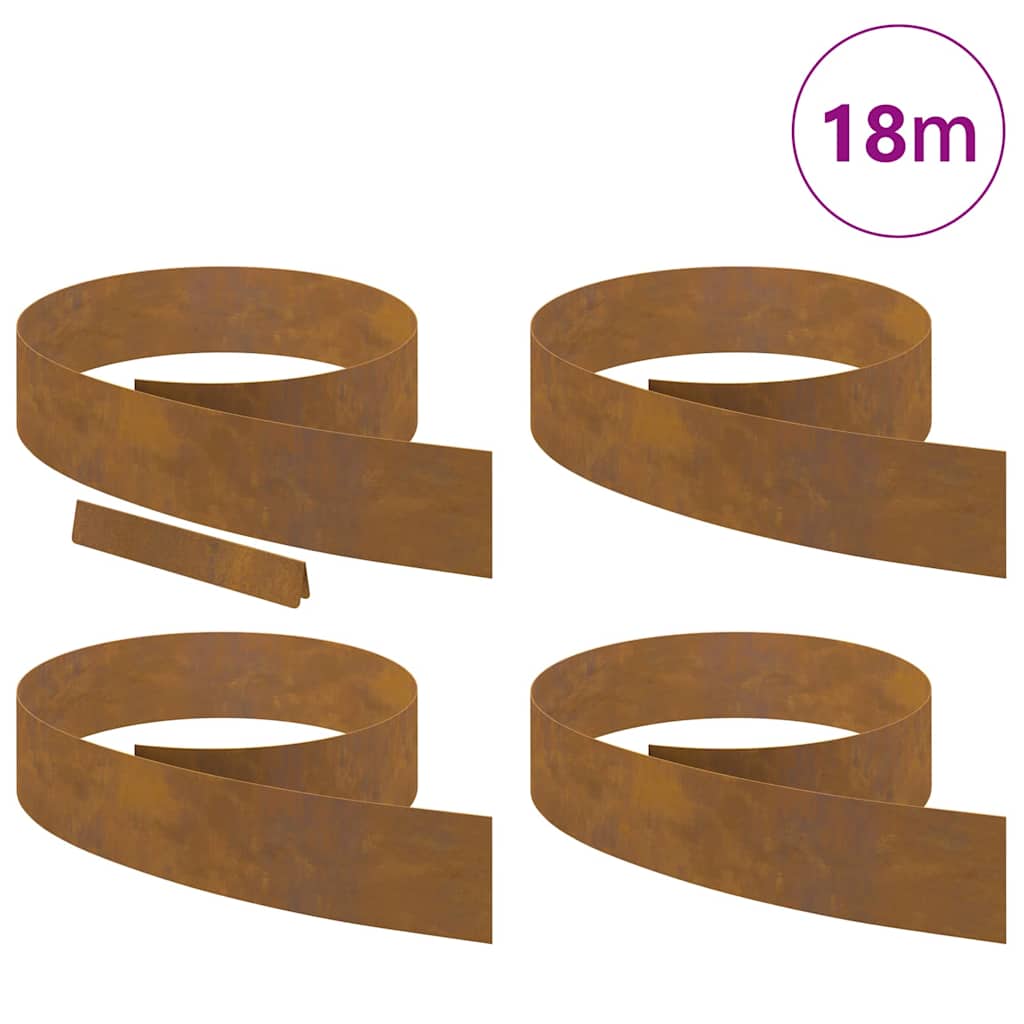 vidaXL Împrejmuire pentru gazon 4 pcs Ruginit 450 x 15 cm