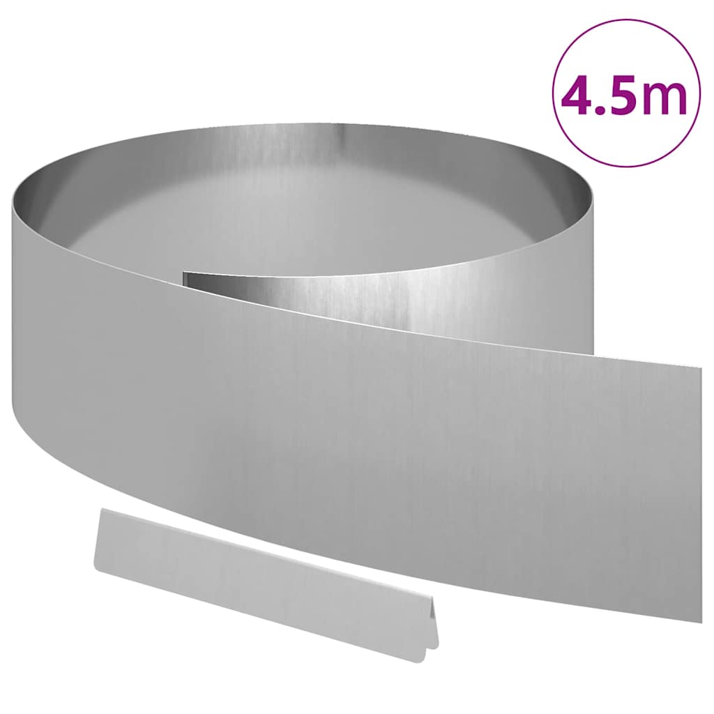 vidaXL Împrejmuire pentru gazon Argintiu 450 x 20 cm Oțel galvanizat