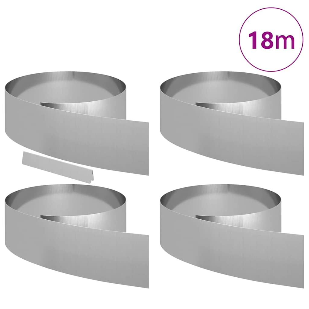 vidaXL Împrejmuire pentru gazon 4 pcs Argintiu 450 x 20 cm