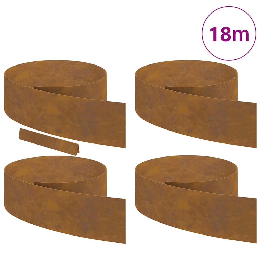 vidaXL Împrejmuire pentru gazon 4 pcs Ruginit 450 x 20 cm