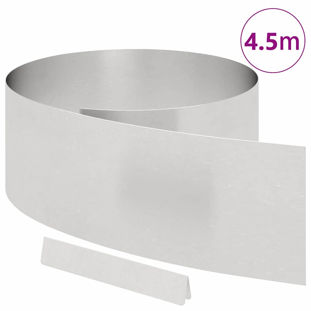 vidaXL Împrejmuire pentru gazon Argintiu 450 x 25 cm Oțel inoxidabil