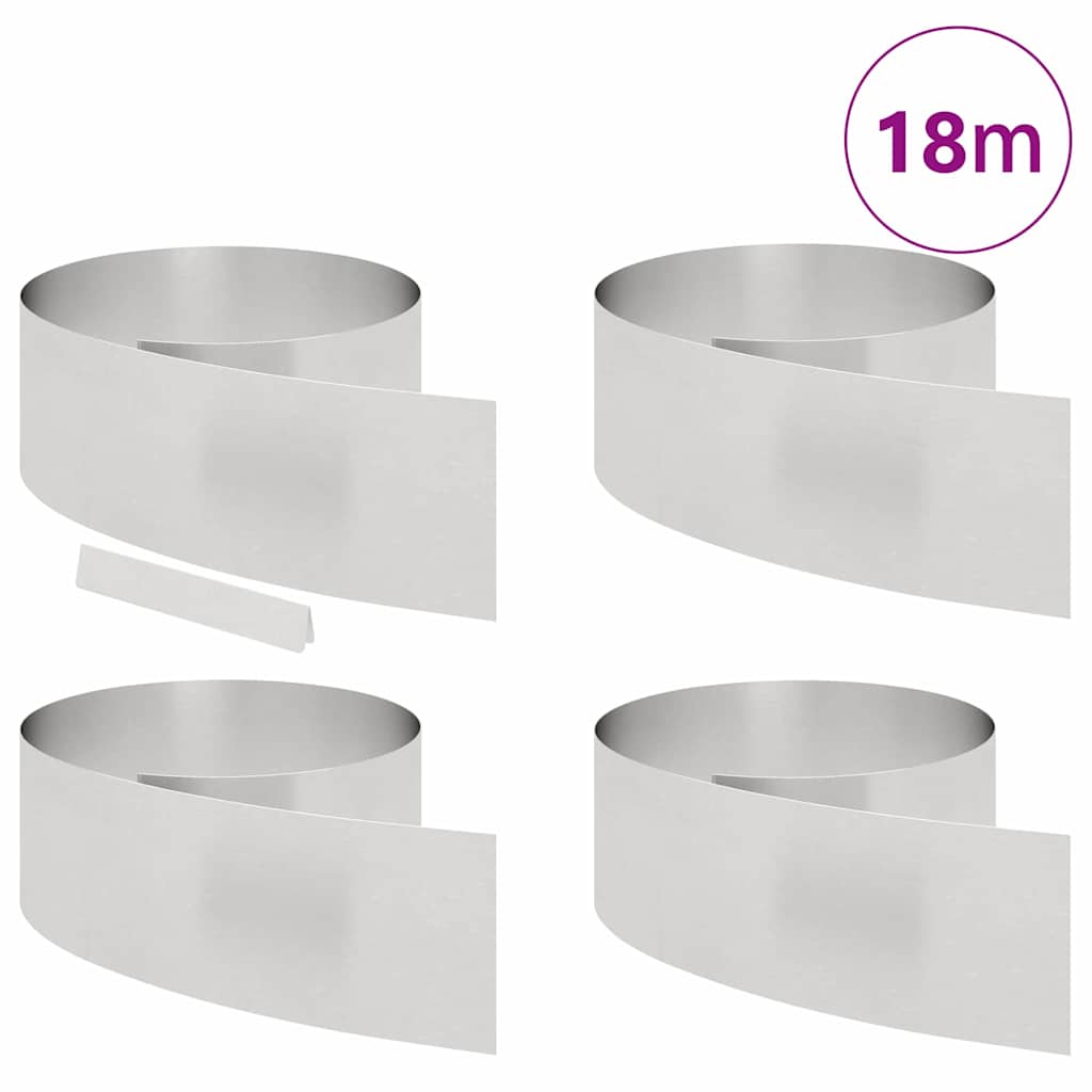 vidaXL Împrejmuire pentru gazon 4 pcs Argintiu 450 x 25 cm