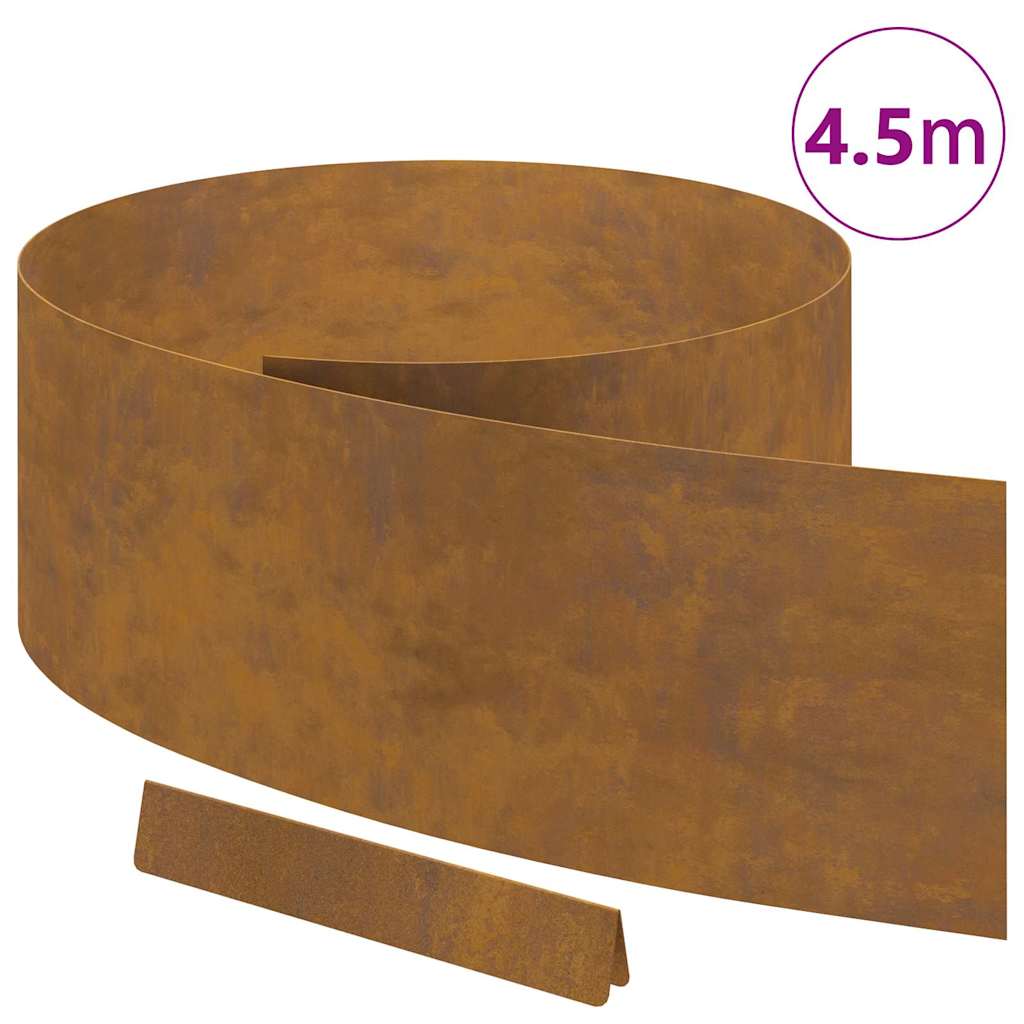 vidaXL Împrejmuire pentru gazon Ruginit 450 x 25 cm
