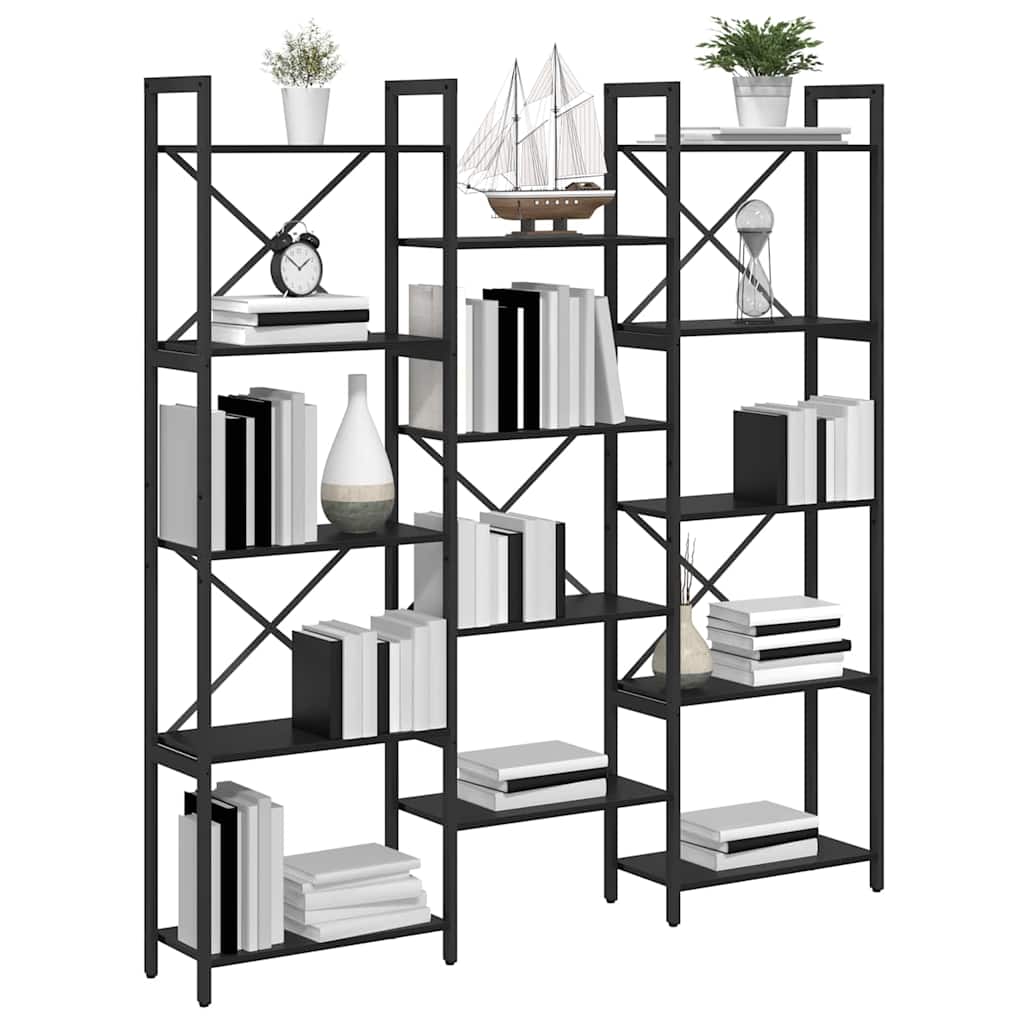 vidaXL Raft pentru cărți Stejar negru 156 x 25 x 167.5 cm vidaXL Raft pentru cărți Stejar negru 156 x 25 x 167.5 cm