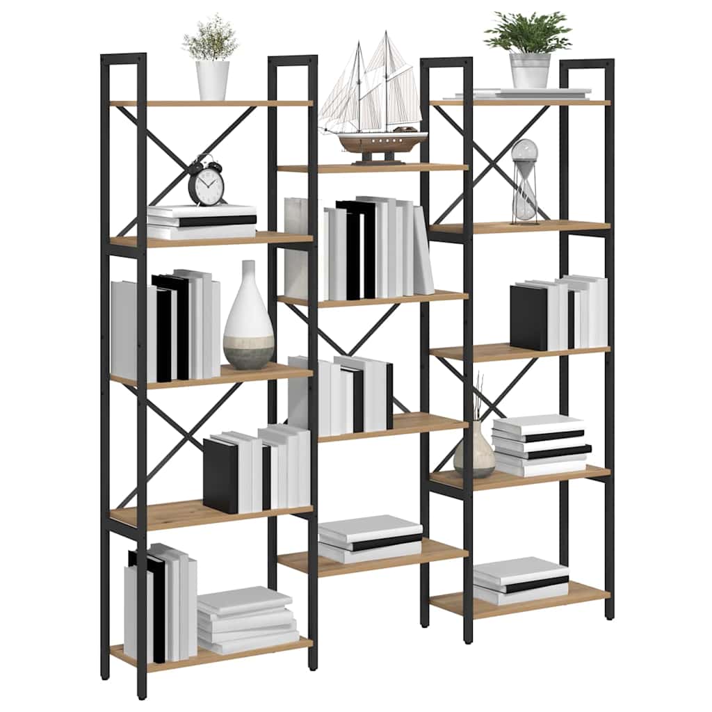 vidaXL Raft pentru cărți stejar artizanal 156 x 25 x 167.5 cm
