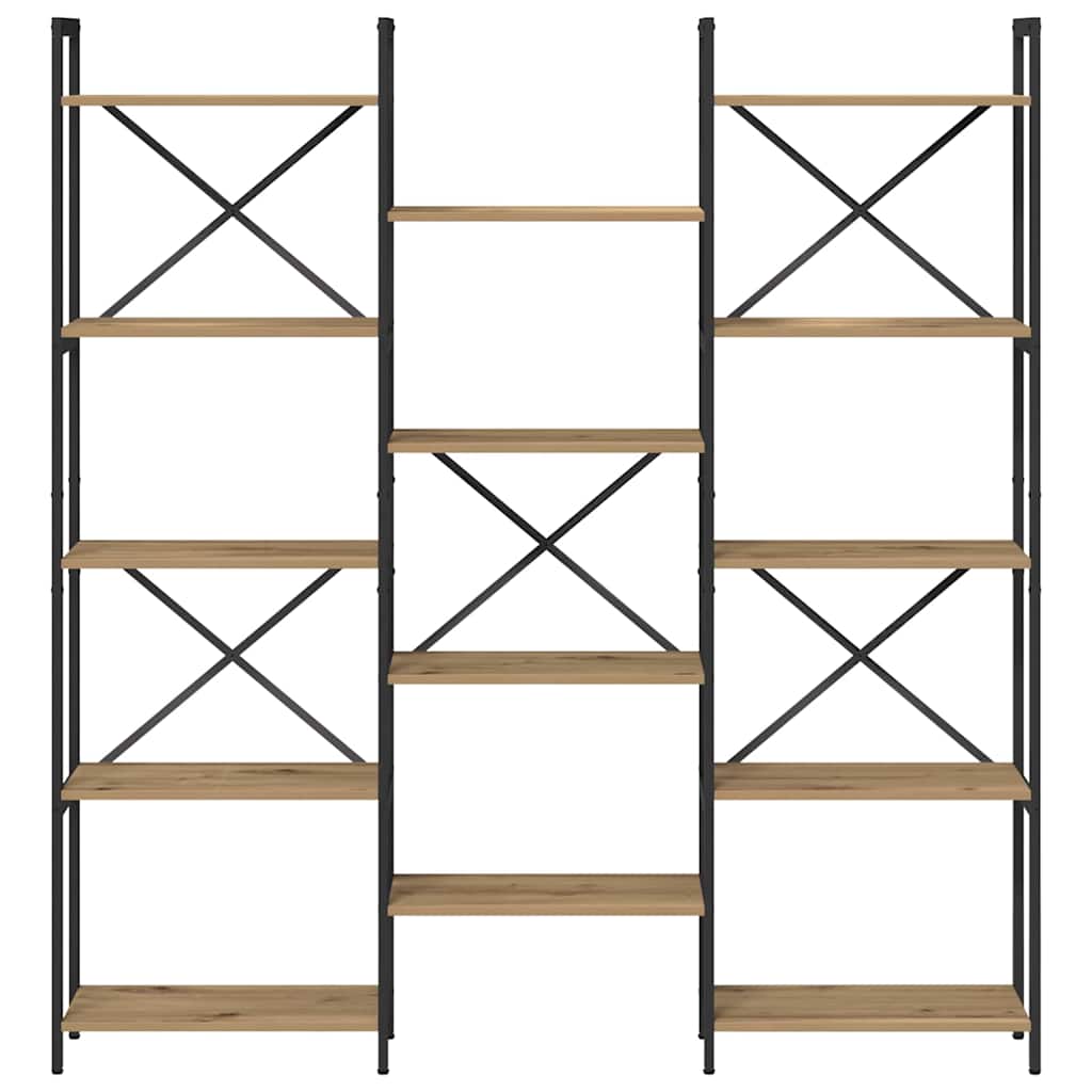 vidaXL Raft pentru cărți stejar artizanal 156 x 25 x 167.5 cm