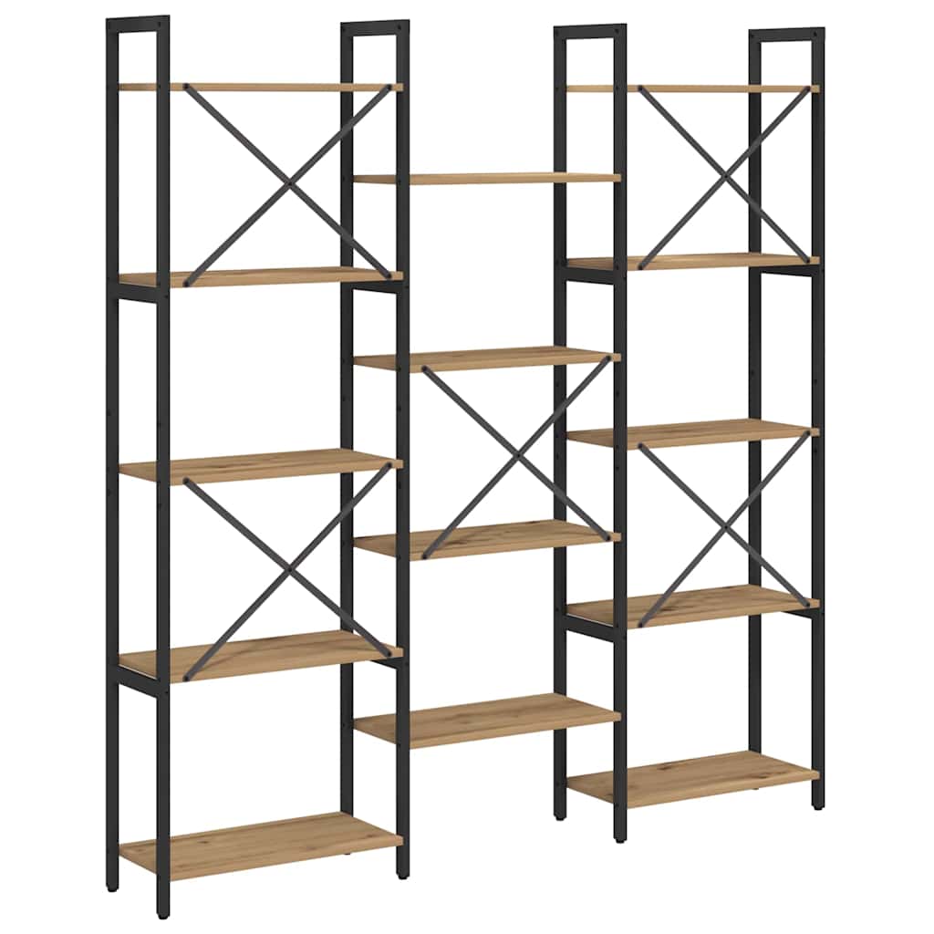 vidaXL Raft pentru cărți stejar artizanal 156 x 25 x 167.5 cm