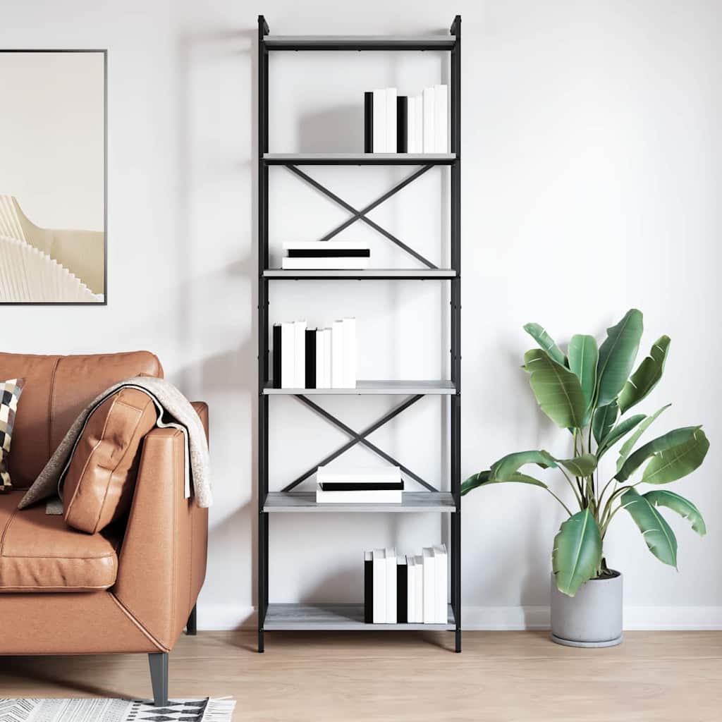 vidaXL Bibliotecă sonoma gri 60 x 30 x 188 cm Lemn compozit