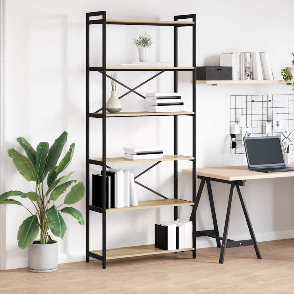 vidaXL Bibliotecă Stejar sonoma 80 x 30 x 188 cm Lemn compozit vidaXL Bibliotecă Stejar sonoma 80 x 30 x 188 cm Lemn compozit