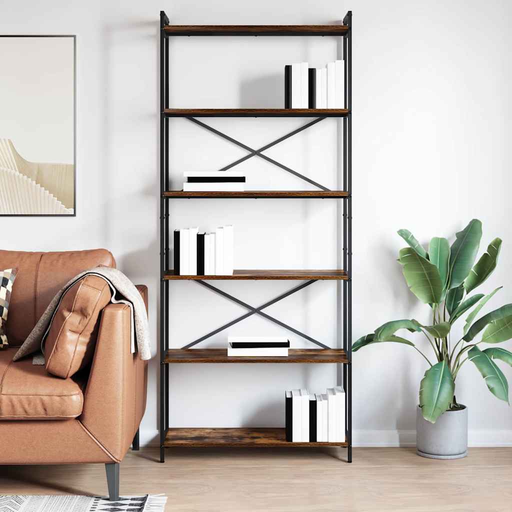 vidaXL Bibliotecă Stejar afumat 80 x 30 x 188 cm Lemn compozit