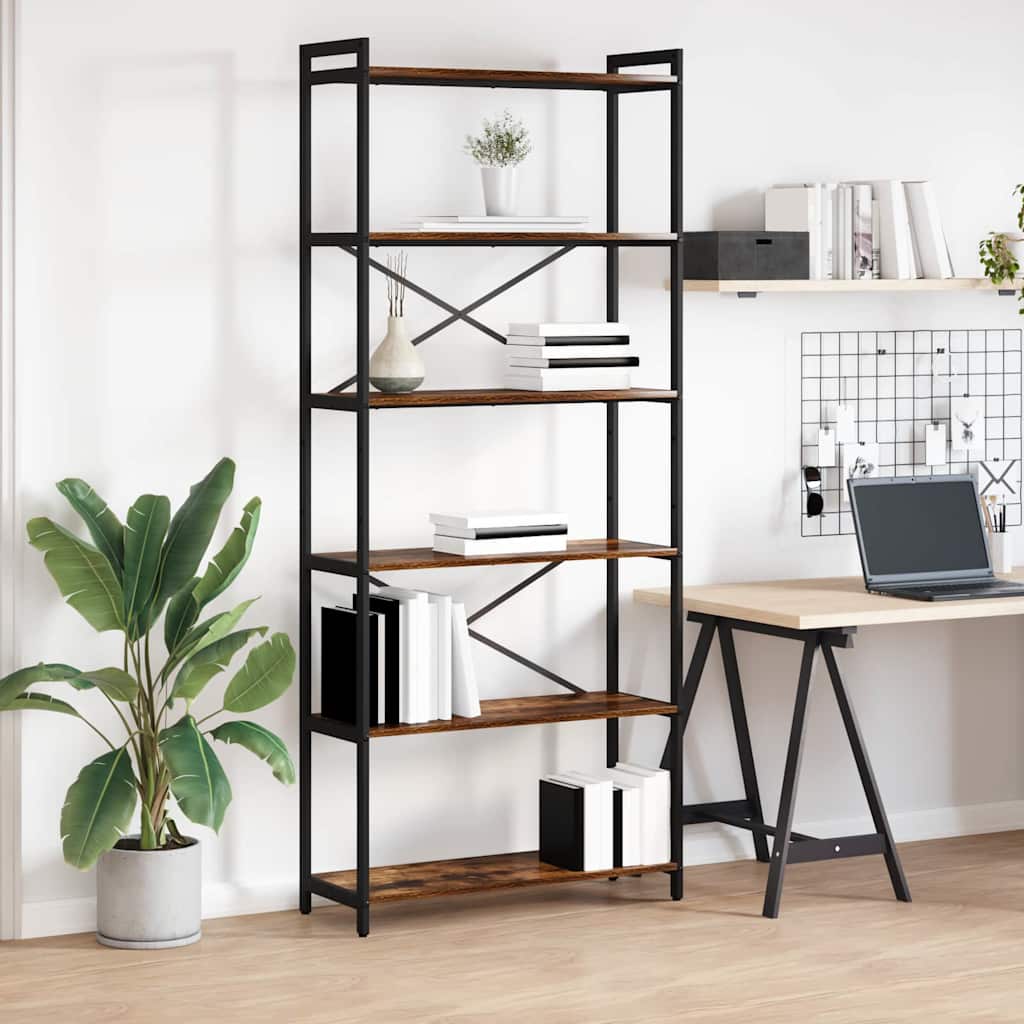 vidaXL Bibliotecă Stejar afumat 80 x 30 x 188 cm Lemn compozit