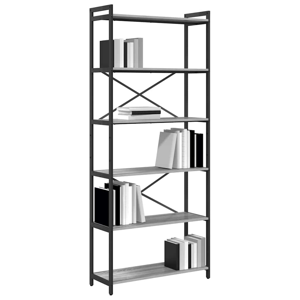 vidaXL Bibliotecă sonoma gri 80 x 30 x 188 cm Lemn compozit