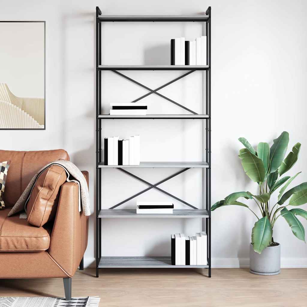 vidaXL Bibliotecă sonoma gri 80 x 30 x 188 cm Lemn compozit