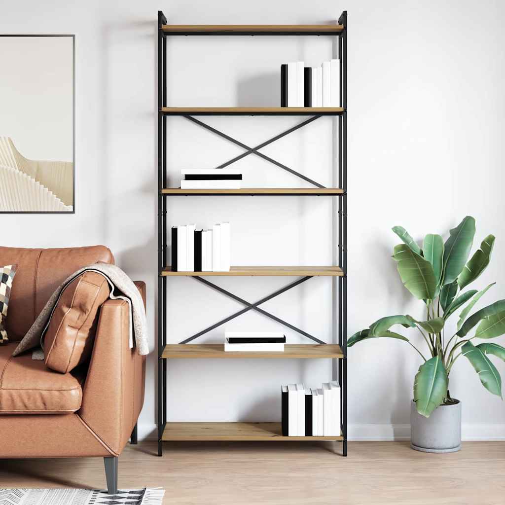 vidaXL Bibliotecă stejar artizanal 80 x 30 x 188 cm Lemn compozit vidaXL Bibliotecă stejar artizanal 80 x 30 x 188 cm Lemn compozit