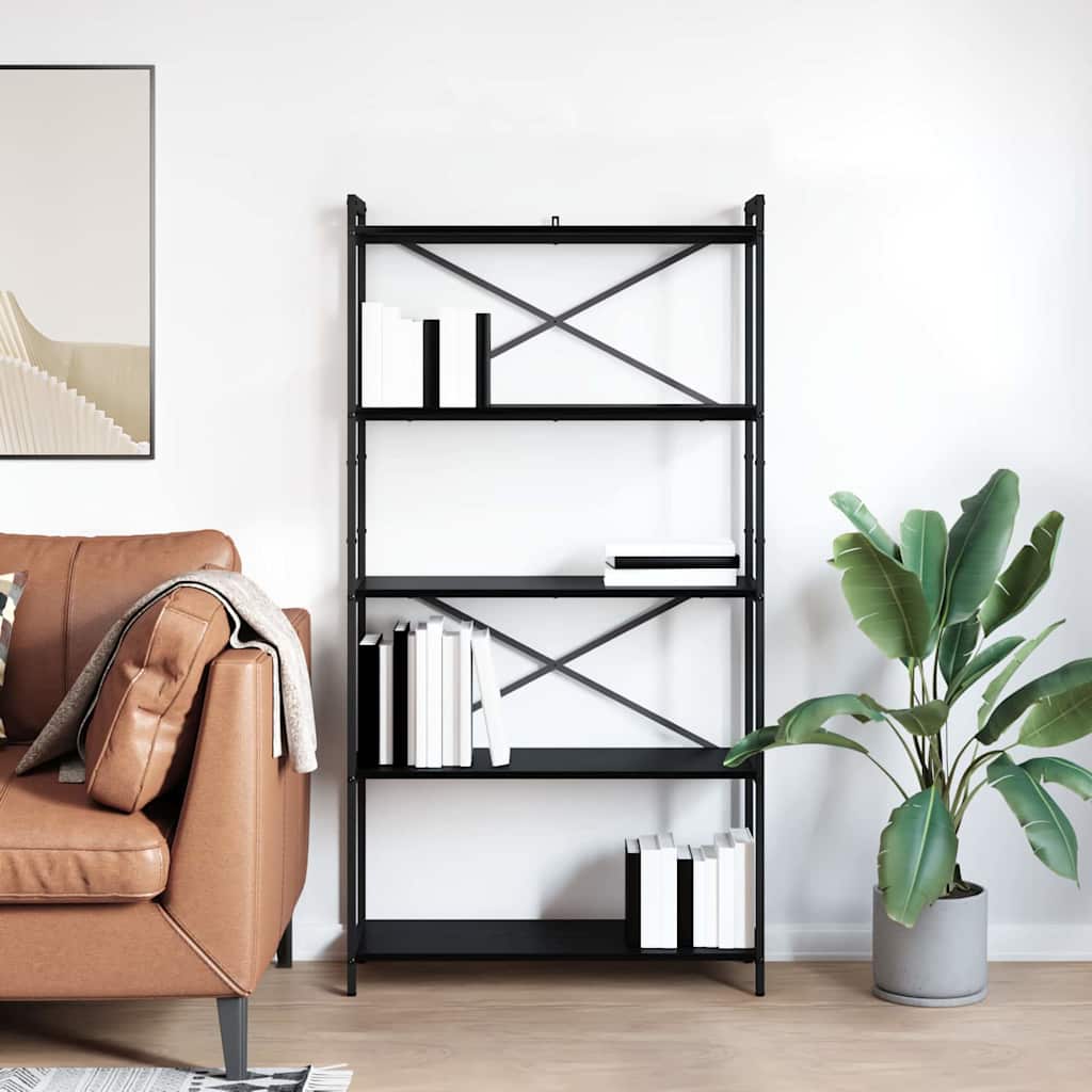 vidaXL Bibliotecă Stejar negru 80 x 30 x 153 cm Lemn compozit vidaXL Bibliotecă Stejar negru 80 x 30 x 153 cm Lemn compozit