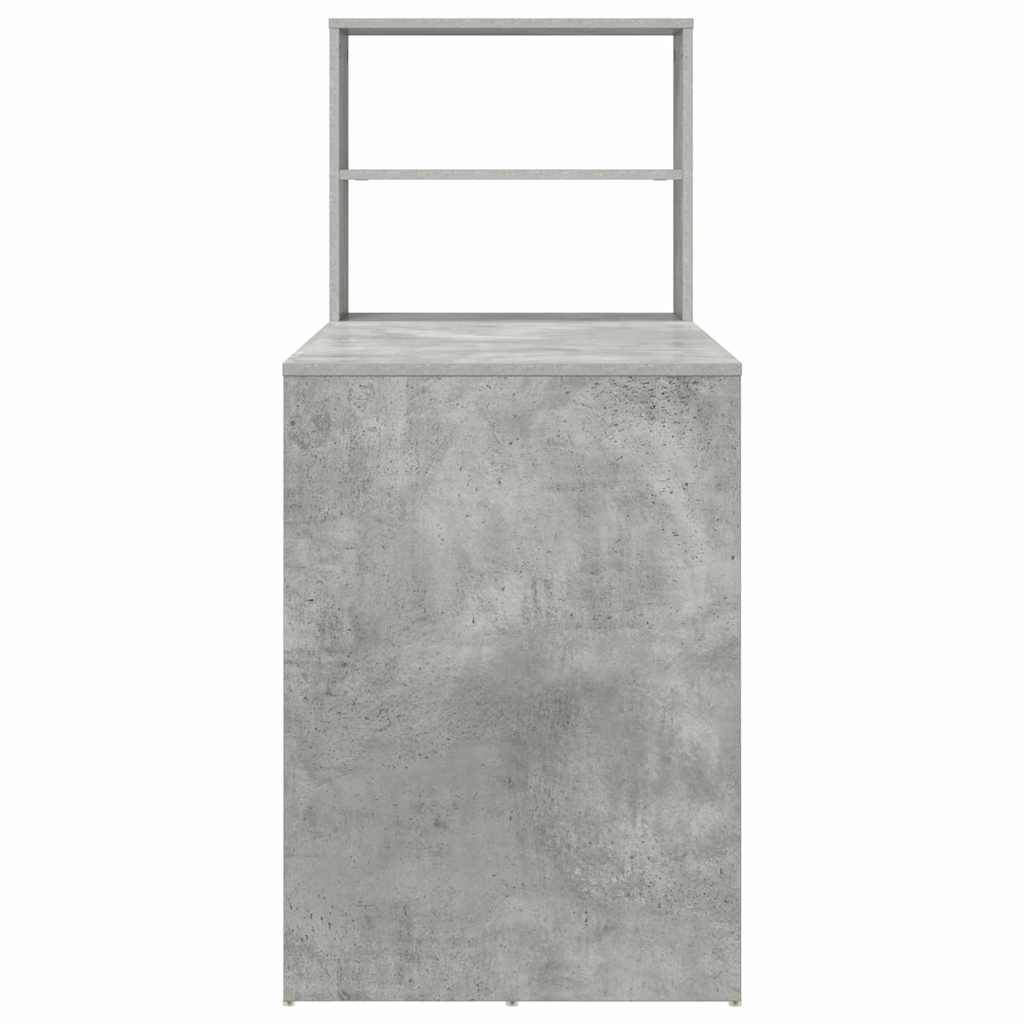 vidaXL Birou cu raft Gri din beton 113 x 54 x 120 cm Lemn compozit