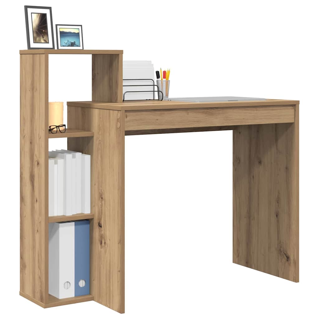 vidaXL Birou cu raft stejar artizanal 100 x 40 x 90 cm Lemn compozit