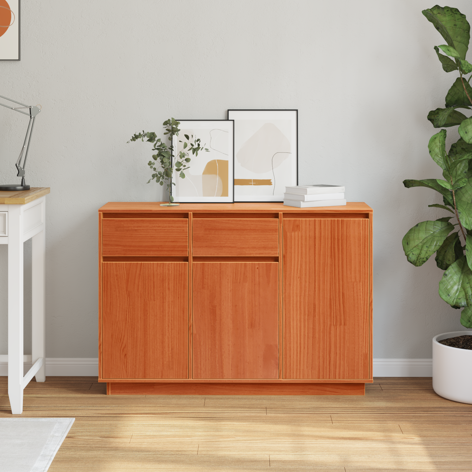 vidaXL Bufet cu sertar Maro ceruit 110 x 34 x 75 cm Lemn masiv de pin vidaXL Bufet cu sertar Maro ceruit 110 x 34 x 75 cm Lemn masiv de pin