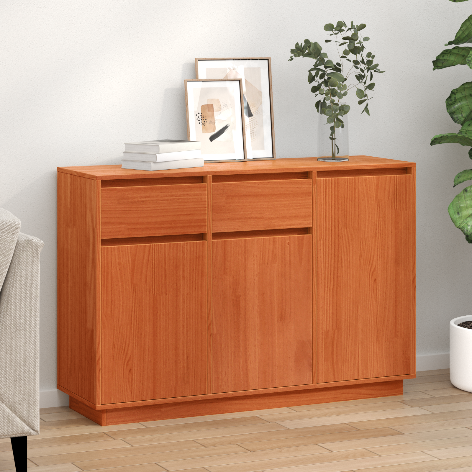 vidaXL Bufet cu sertar Maro ceruit 110 x 34 x 75 cm Lemn masiv de pin vidaXL Bufet cu sertar Maro ceruit 110 x 34 x 75 cm Lemn masiv de pin