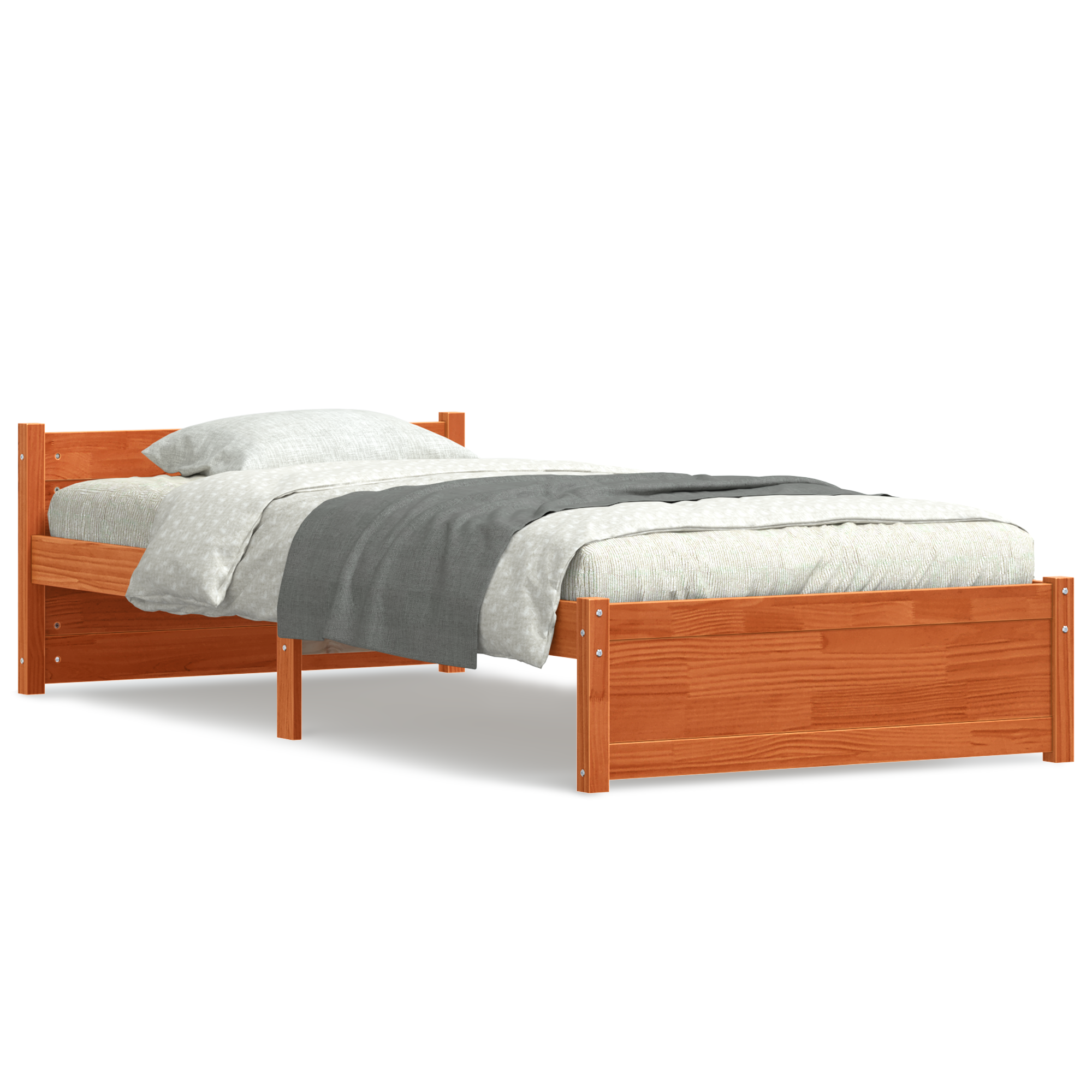 vidaXL Cadru de pat cu headboard Maroniu cerat 205.5 x 95.5 x 51 cm