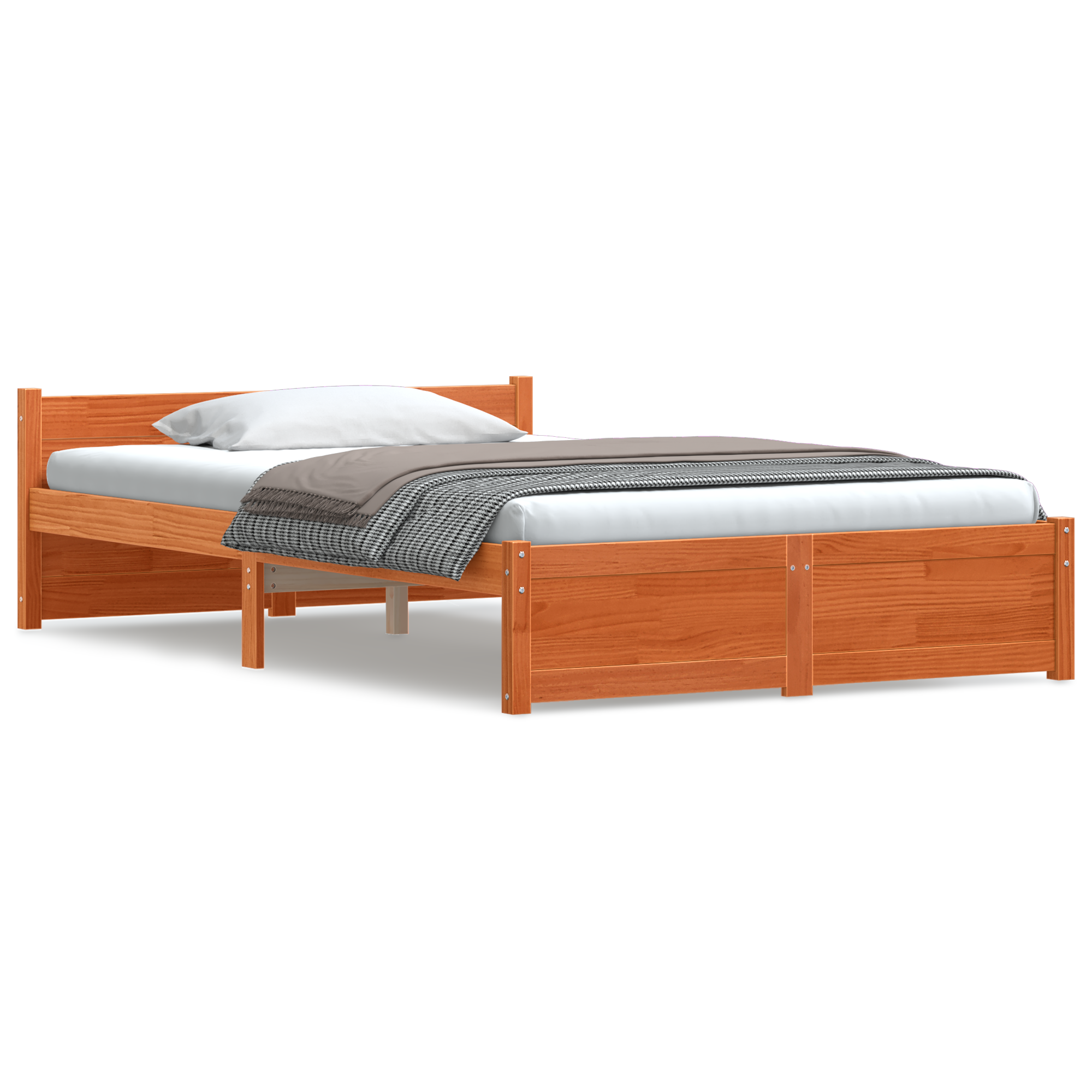 vidaXL Cadru de pat cu headboard Maroniu cerat 205.5 x 95.5 x 51 cm