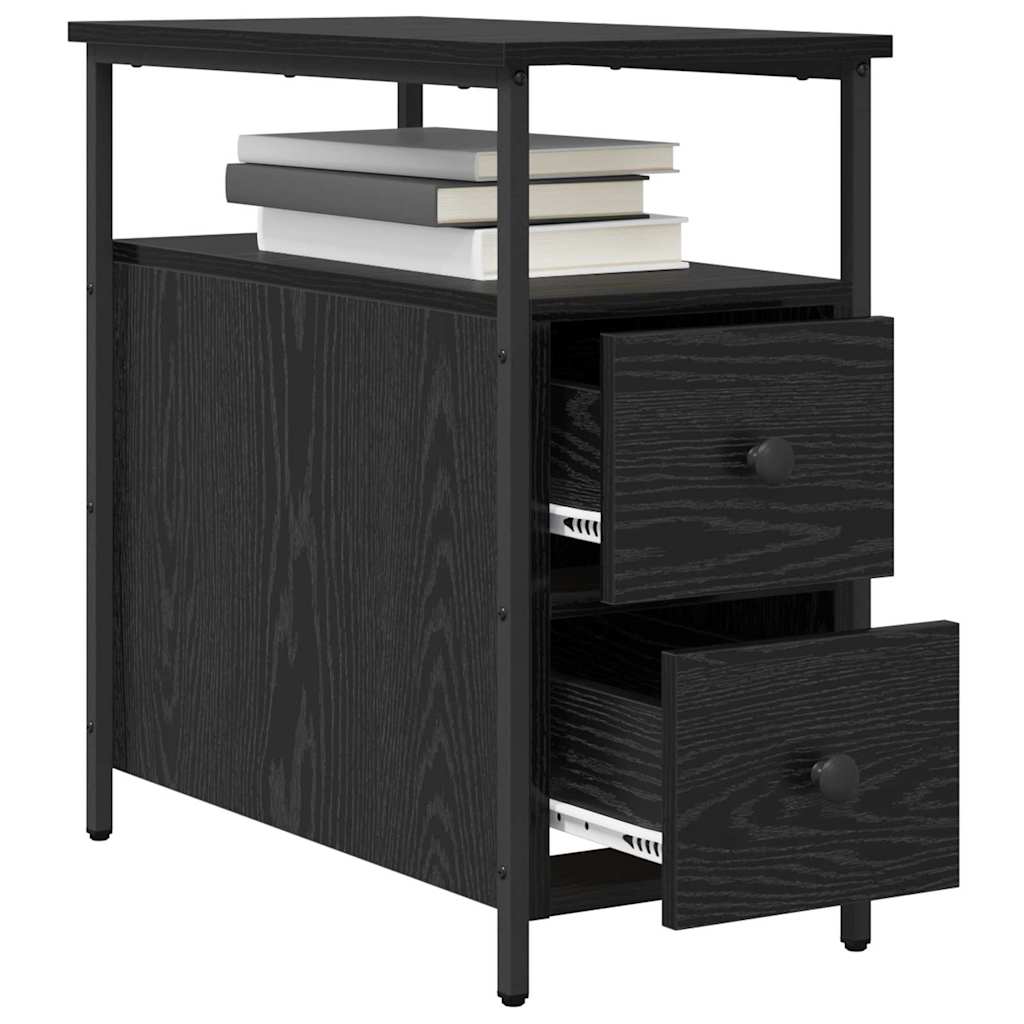 vidaXL Dulap de noapte cu sertar 2 pcs Stejar negru 30 x 60 x 60 cm vidaXL Dulap de noapte cu sertar 2 pcs Stejar negru 30 x 60 x 60 cm