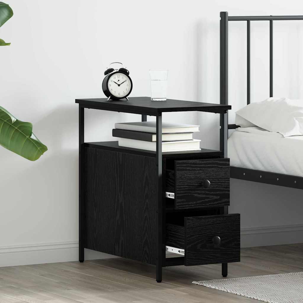 vidaXL Dulap de noapte cu sertar 2 pcs Stejar negru 30 x 60 x 60 cm vidaXL Dulap de noapte cu sertar 2 pcs Stejar negru 30 x 60 x 60 cm