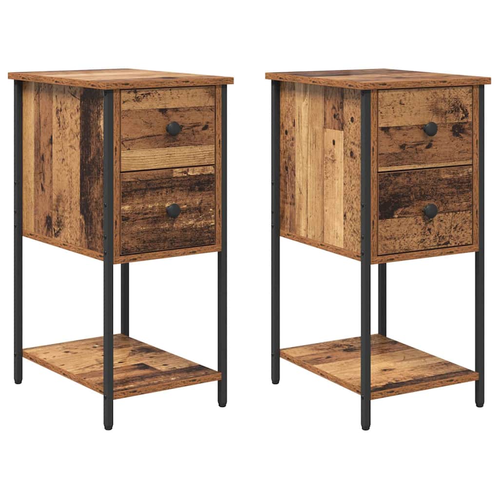 vidaXL Dulap de noapte cu sertar 2 pcs Lemn vechi 32 x 42 x 70 cm vidaXL Dulap de noapte cu sertar 2 pcs Lemn vechi 32 x 42 x 70 cm