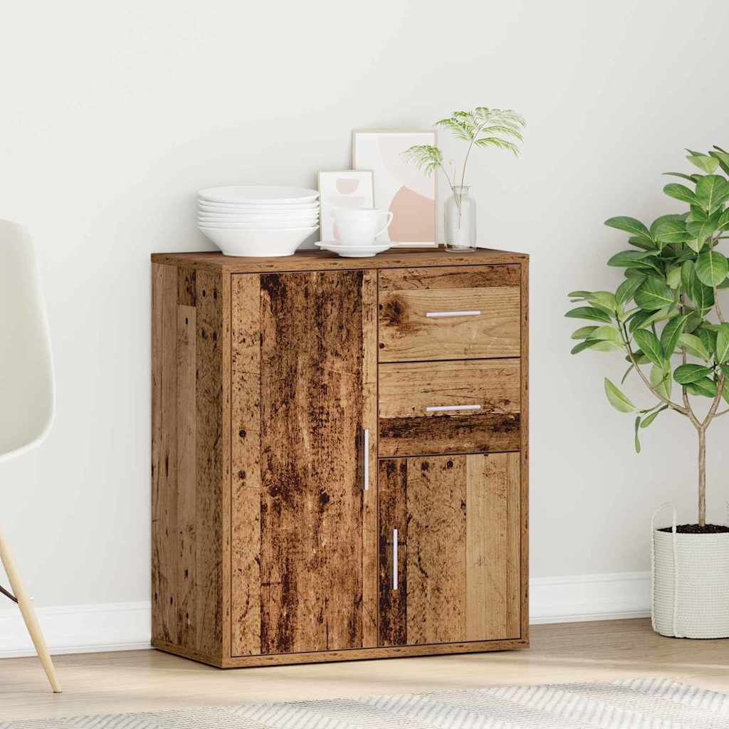 vidaXL Bufet cu sertar cu raft cu depozitare cu ușă Lemn vechi 60 x 31 x 70 cm Lemn compozit