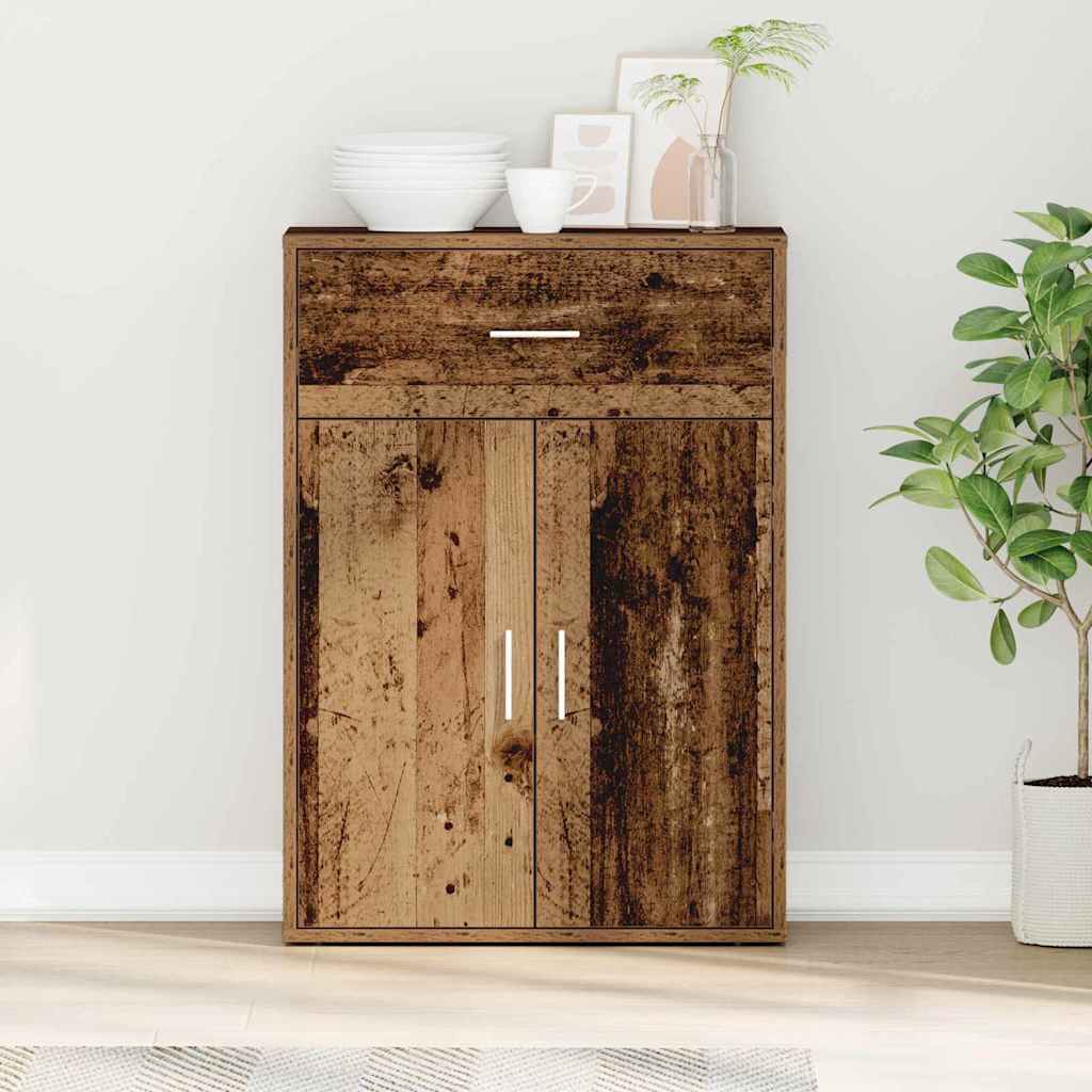 vidaXL Bufet cu sertar cu raft cu depozitare cu ușă Lemn vechi 79 x 38 x 80 cm Lemn compozit vidaXL Bufet cu sertar cu raft cu depozitare cu ușă Lemn vechi 79 x 38 x 80 cm Lemn compozit