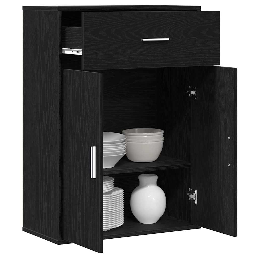 vidaXL Bufet cu sertar cu raft cu depozitare cu ușă Stejar negru 79 x 38 x 80 cm Lemn compozit