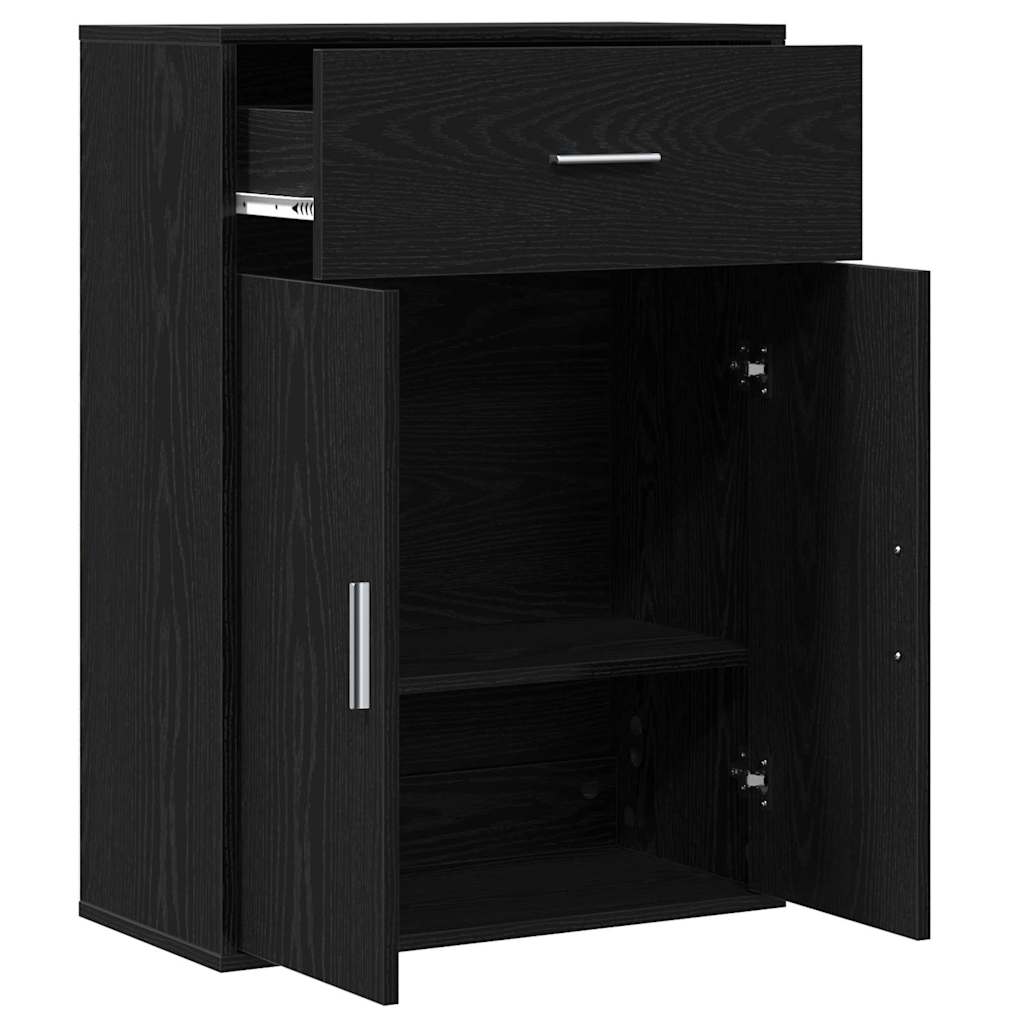 vidaXL Bufet cu sertar cu raft cu depozitare cu ușă Stejar negru 79 x 38 x 80 cm Lemn compozit