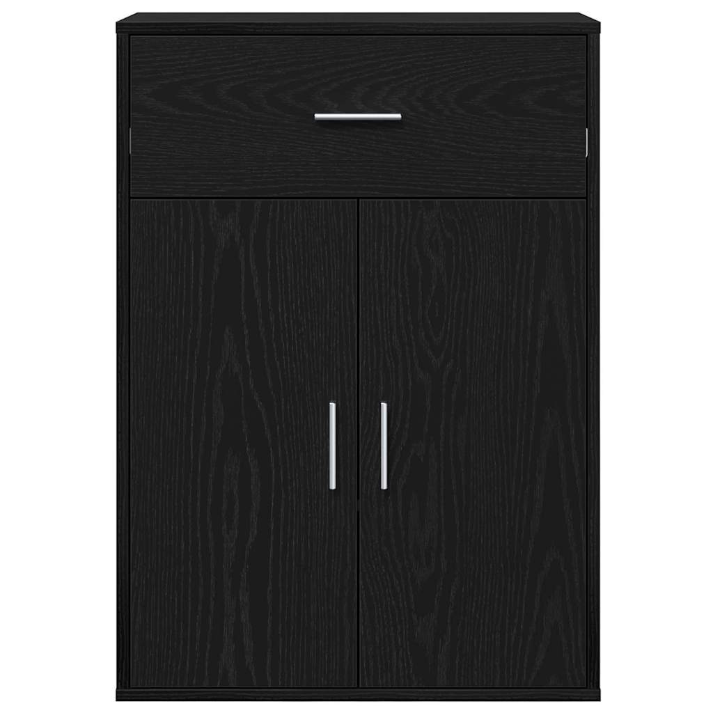 vidaXL Bufet cu sertar cu raft cu depozitare cu ușă Stejar negru 79 x 38 x 80 cm Lemn compozit