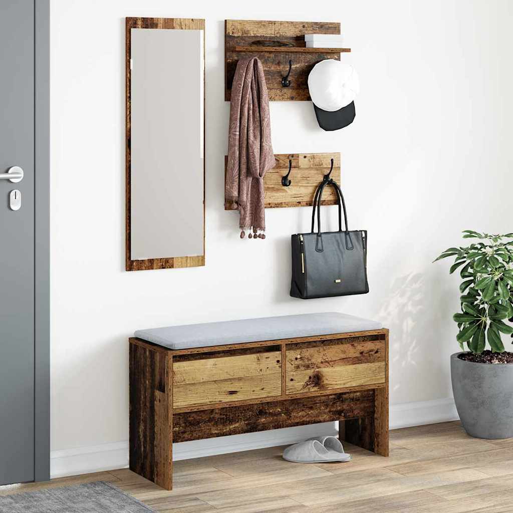 vidaXL Set mobilier hol Lemn vechi 90 x 31 x 46.5 cm Lemn compozit vidaXL Set mobilier hol Lemn vechi 90 x 31 x 46.5 cm Lemn compozit