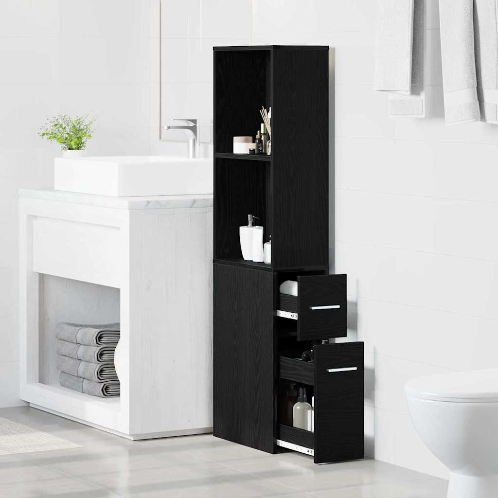 vidaXL Set de mobilier pentru baie Stejar Negru 22 x 41 x 135 cm