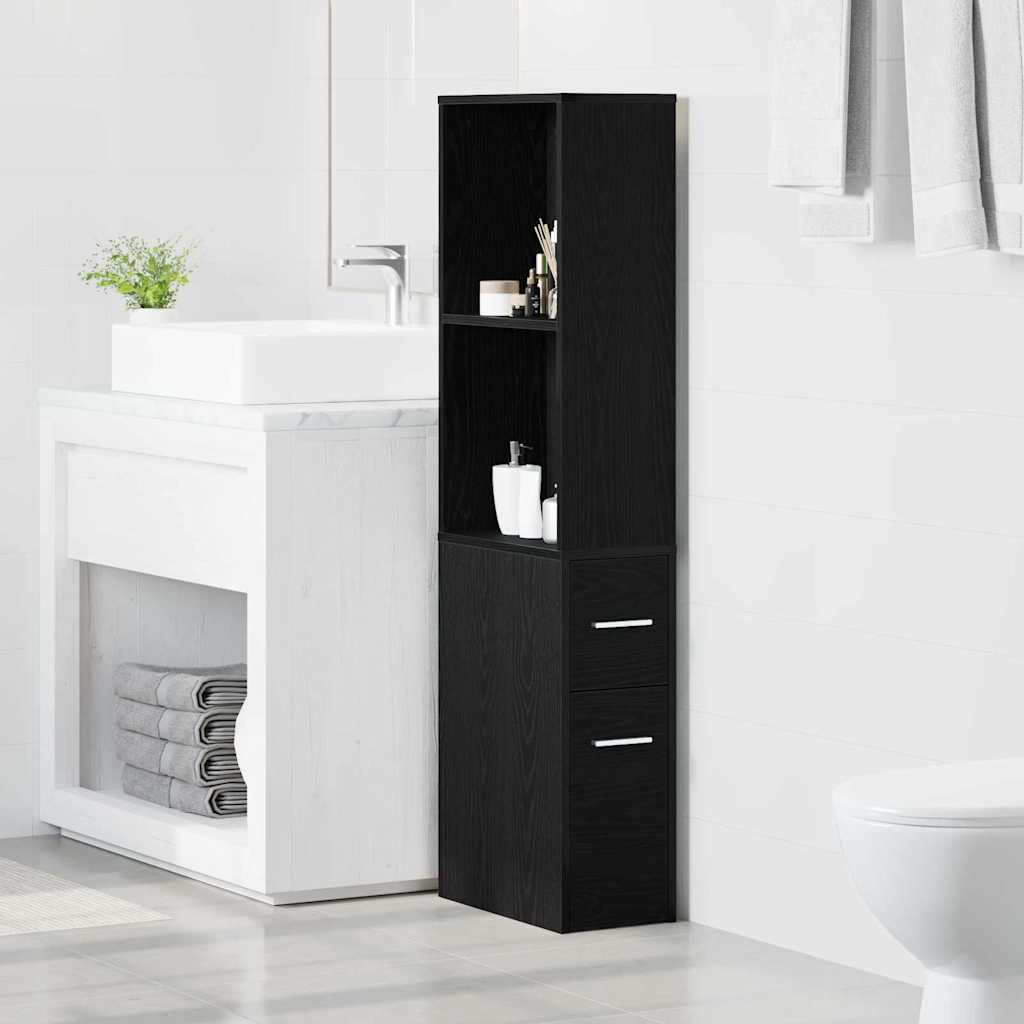 vidaXL Set de mobilier pentru baie Stejar Negru 22 x 41 x 135 cm