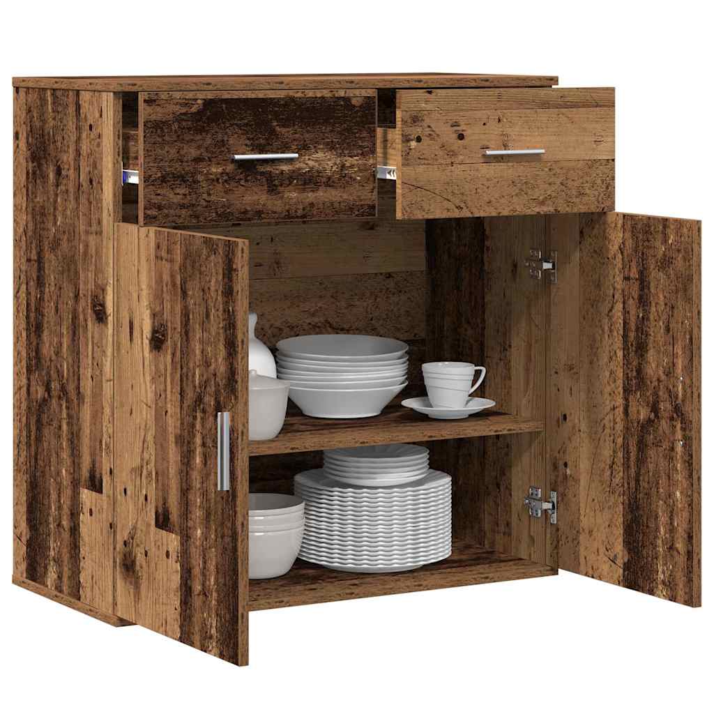 vidaXL Bufet cu sertar cu raft cu depozitare cu ușă Lemn vechi 79 x 38 x 80 cm Lemn compozit
