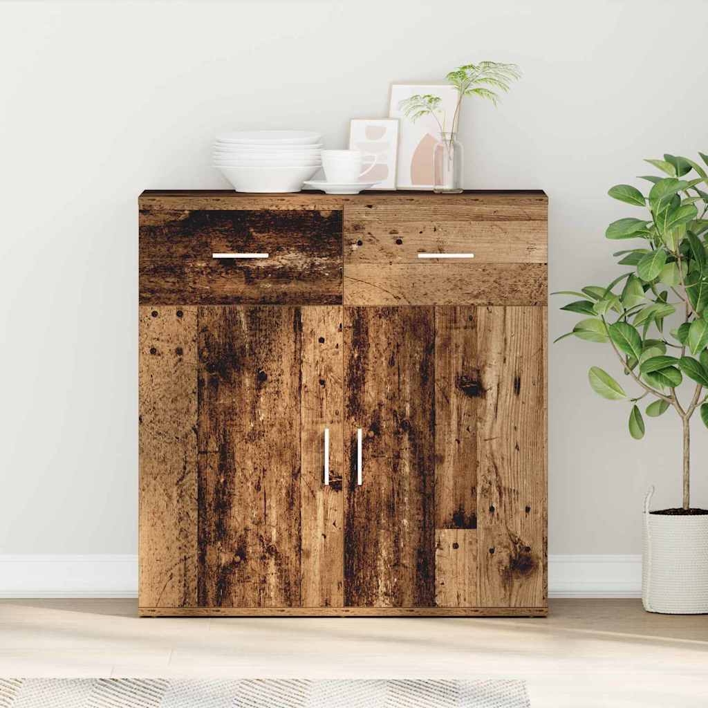 vidaXL Bufet cu sertar cu raft cu depozitare cu ușă Lemn vechi 79 x 38 x 80 cm Lemn compozit