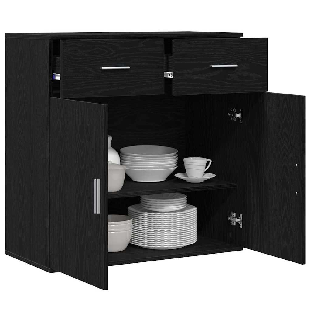 vidaXL Bufet cu sertar cu raft cu depozitare cu ușă Stejar negru 79 x 38 x 80 cm Lemn compozit