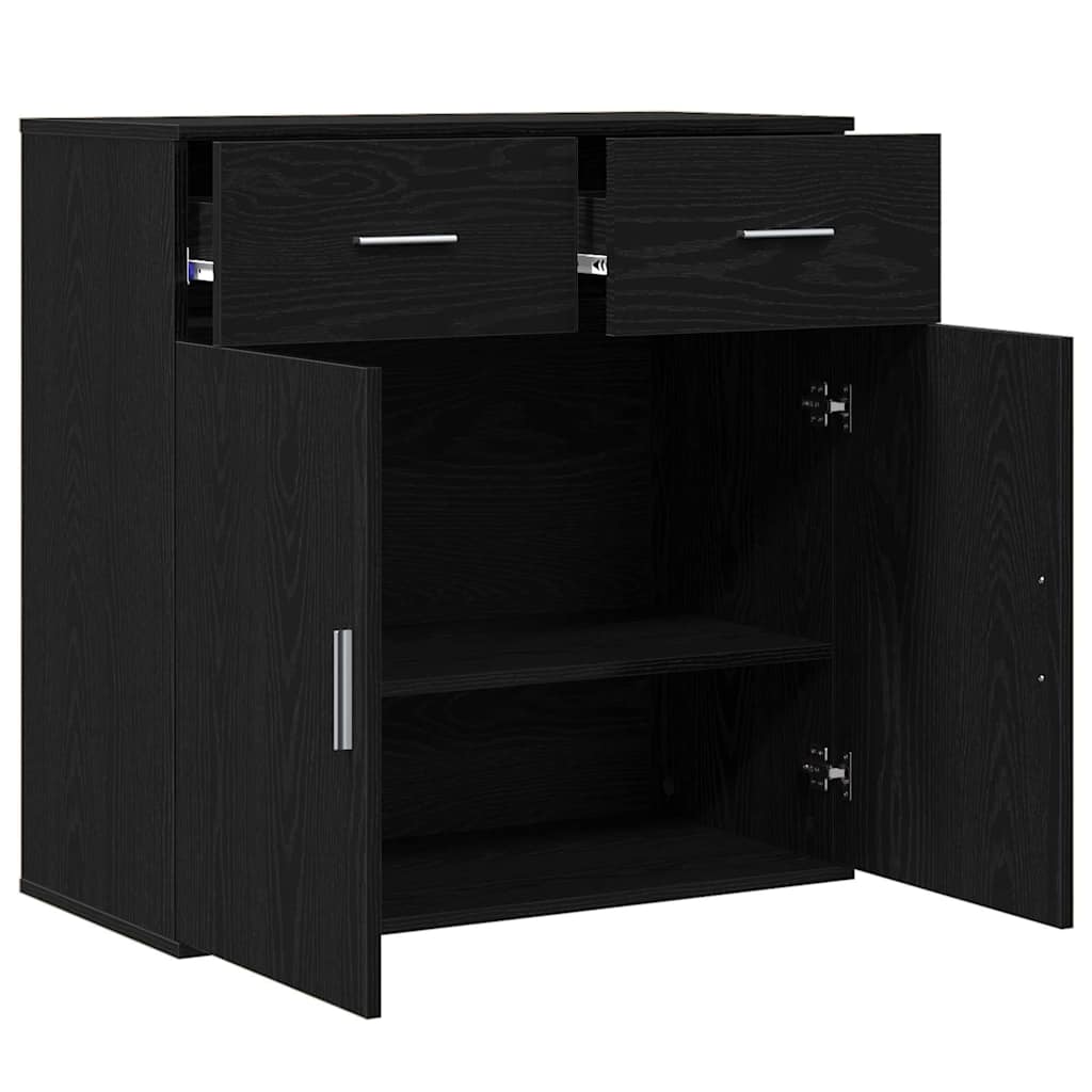 vidaXL Bufet cu sertar cu raft cu depozitare cu ușă Stejar negru 79 x 38 x 80 cm Lemn compozit