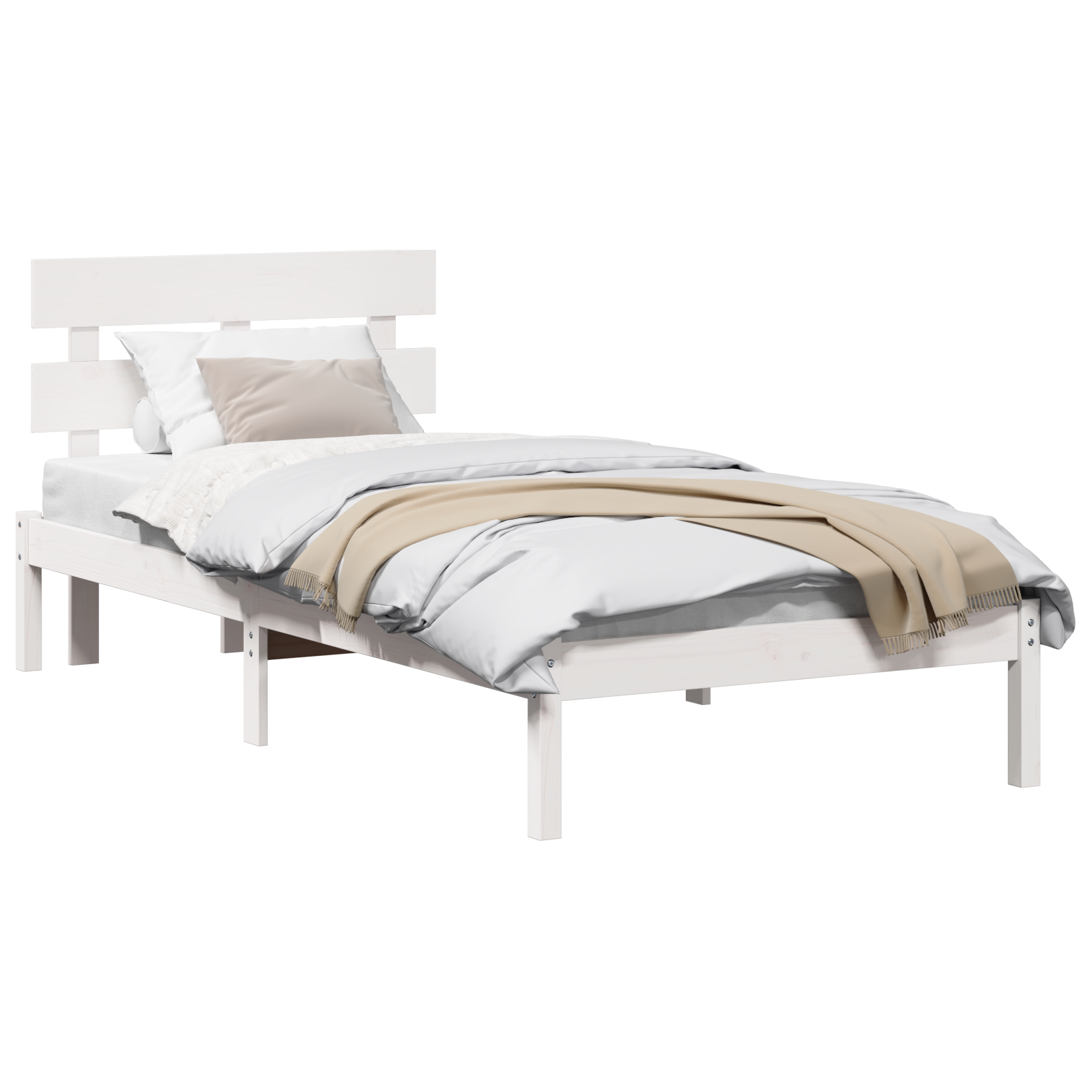 vidaXL Cadru de pat cu headboard Alb 80 x 200 cm Lemn masiv de pin vidaXL Cadru de pat cu headboard Alb 80 x 200 cm Lemn masiv de pin